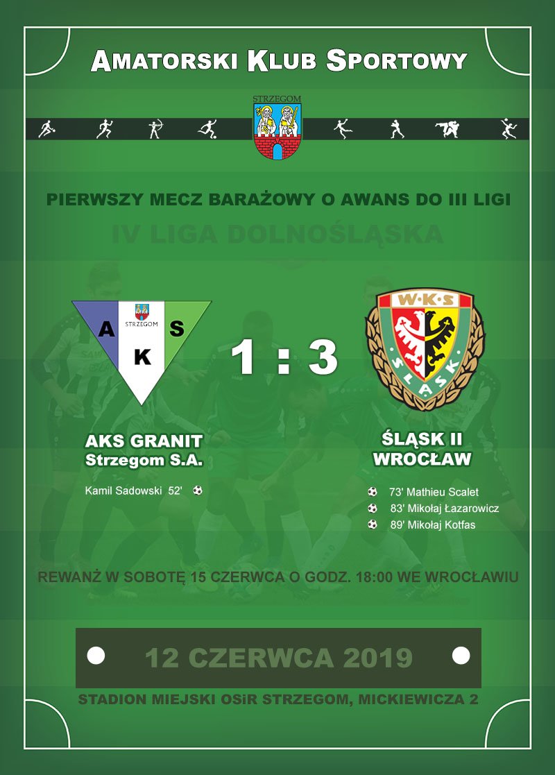 AKS GRANIT Strzegom S.A. vs Śląsk II Wrocław